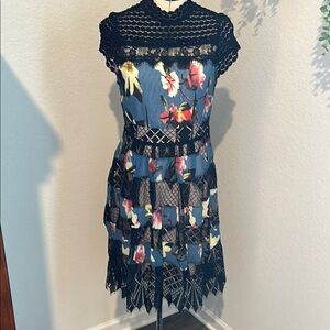 Foxiedox Black Sheath Midi Dress Mock Neck Cocktail